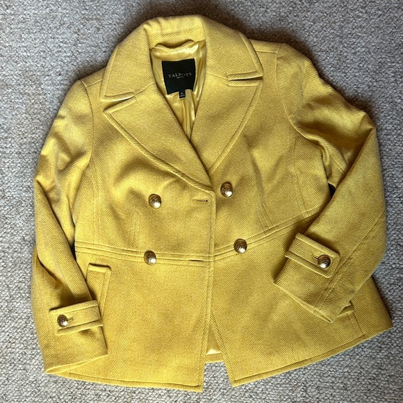 Talbots Women's Yellow Double-Breasted Peacoat - Picture 2 of 6